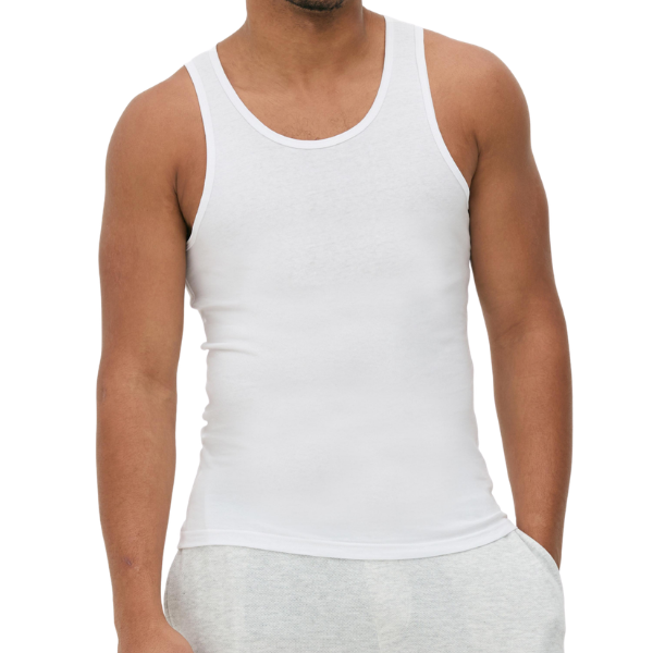 Primark Men's White Tank Top - Essential Cotton Vest (3 Piece)