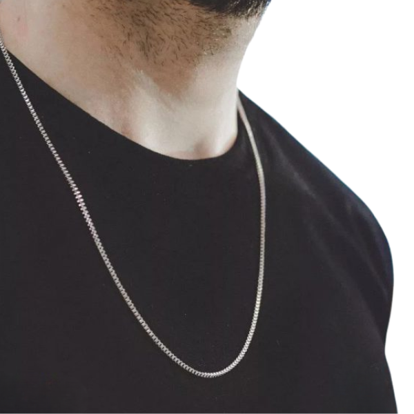 Cubic Silver Chain - Minimalist Box Link Necklace