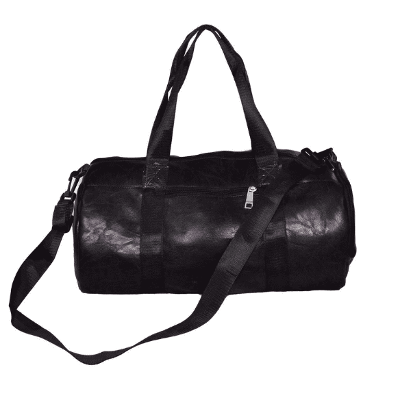 Black PU Leather Sports and Gym Duffel Bag 16x8 Inch